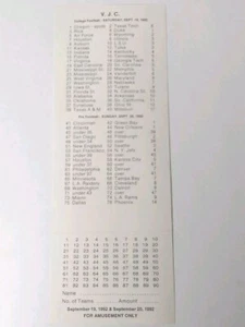 Vintage 1992 Football Professional College Predictions Wager Betting Odds Card - Bild 1 von 3