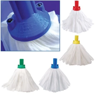 Big White Exel Push Fitting Socket Mop Non-woven Robert Scott & Sons Red x 10
