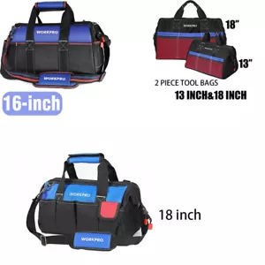 WORKPRO 18 inch Tool Bag Wide Mouth/2PC-13''&18'' Tool Bags Heavy Duty Storage - Picture 1 of 23