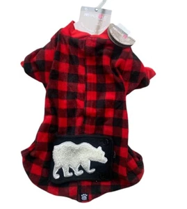 PetRageous Dog Large Pajamas Jackson Red Black Buffalo Check White Polar Bear PJ - Picture 1 of 6
