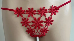 String Slip Tanga Unterwäsche Rot S/M Blume - Bild 1 von 3