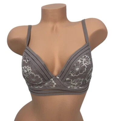 Бюстгальтер Victorias Secret РОЗОВЫЙ 34D с цветочной вышивкой кружевной без подкладки бюстгальтер обнаженный - Изображение 1 из 4