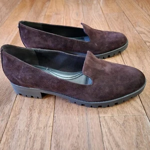 Easy Spirit Womens 8.5M Geneva Brown Suede Slip-on Shoe 1.2" Heel Tread Sole NEW - Picture 1 of 14