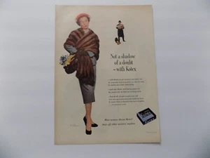 1952 LIFE PRINT AD KOTEX WOMAN NOT A SHADOW OF A DOUBT FUR - Picture 1 of 1