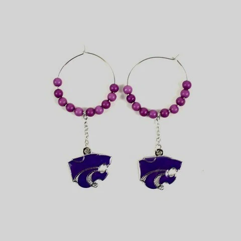 Kansas State Wildcats NCAA 1" Multi Beads Dangle Earrings Cover