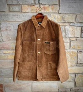 RRL Ralph Lauren Roughout Suede Coat Tan Chore Leather Jacket Men's XXL 2XL - Picture 1 of 10