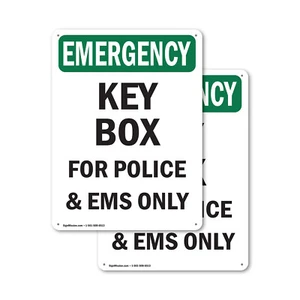 (2 Pack) Key Box For Police And EMS Only OSHA Emergency Sign Decal Metal Plastic - Picture 1 of 21