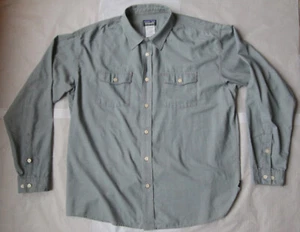 Camisa Denim/Cambray Patagonia Algodón Orgánico Manga Larga XL Azul Gris - Imagen 1 de 22