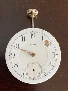 VINTAGE 39.8MM UNION HORLOGERE POCKET WATCH MOVEMENT, NOT RUNNING ,GOOD BALANCE - Picture 1 of 2