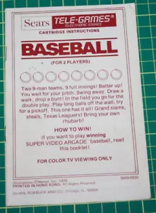 Mattel Intellivision Game Manual: Sears Tele-Games Baseball - Picture 1 of 2