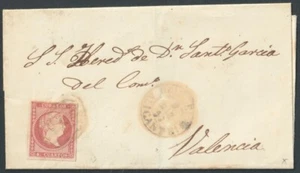 CUBIERTA F-EX46306 ESPAÑA ESPAÑA 1857 4cu Ed.48 ALICANTE A VALENCIA. - Imagen 1 de 2