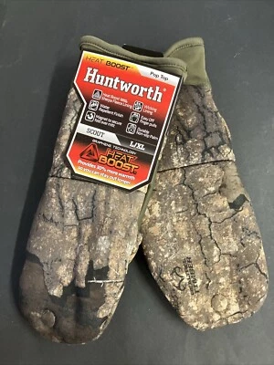 Heat Boost Huntworth Scout Gloves L/XL Real Tree Timber Camo Pop Top New Glitten - Image 1 of 4