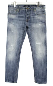 Jack&Jones Glenn Vaqueros Hombres W32/L30 Ajustado Angustiado Descolorido Azul - Imagen 1 de 9