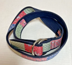 Vineyard Vines Patchwork Belt D-Ring Boy Girl Sz L Adjustable Pink Blue Cotton - Picture 1 of 7