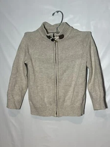 Oshkosh Toddler Sweater Natural Brown 100% Cotton Zip Up Size 4T - Picture 1 of 5
