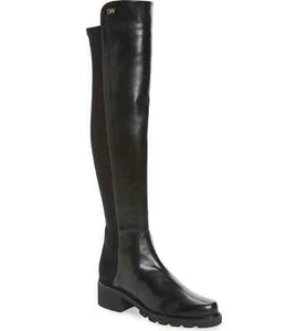 NWOT STUART WEITZMAN 5050 ALINA CITY OVER THE KNEE LEATHER BOOTS BLACK SIZE 6.5 - Picture 1 of 14