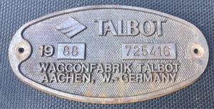Placa de vagón builders plate TALBOT Aquisgrán muy buena, hierro - Imagen 1 de 1