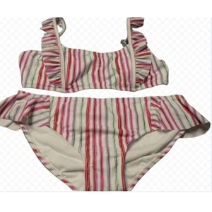 Raisins Swim Girls La Sirena Swim Set In White Multi Stripe Size 16 MSRP $40 - Picture 1 of 2