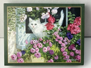 🧩Lang 500 Pc Jigsaw Puzzle Summer Window Cat & Flowers COMPLETE! 1 Day Ship!👍 - Picture 1 of 5