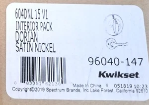 KWIKSET 604 DNL 15 V1 INTERIOR PACK Dorian Satin Nickel. 604 DNL 15 V1 96040-147 - Picture 1 of 1