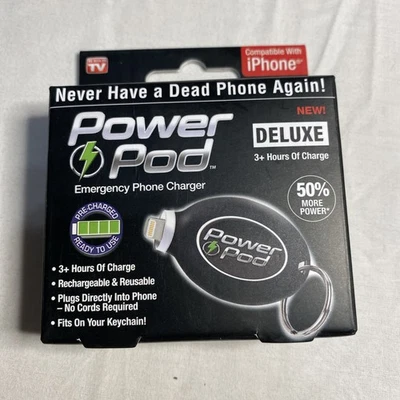 Power Pod DELUXE Keychain Emergency Phone Charger 3+ Hours of Charge FOR IPHONE - Image 1 of 2
