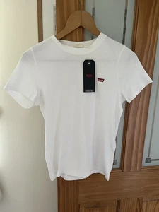 Levis Plain White T Shirt Size Large Embroidered Logo - Picture 1 of 6