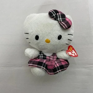 Hello Kitty By Sanrio Ty Beanie Babies Plaid Dress Plush Stuffed Animal Toy NWT - Picture 1 of 5