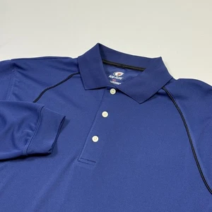Top Flite Long Sleeve Polo Golf Shirt Polyester Blue Men’s Medium - Picture 1 of 10
