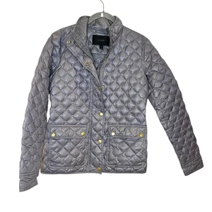 J Crew Shiny Downtown Field Puffer Jacket Damen XS Silver Down Quilted C8548 - Bild 1 von 8