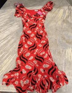 Abito Rhode Ramona rosso brillante Kiku taglia 8 nuovo con etichette prezzo al dettaglio consigliato dal produttore $595 - Foto 1 di 12
