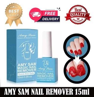 BRANDED Amy Sam Nail Polish Remover Soak-Off Acrylic Magic Quick Burst Manicure 15ml UK