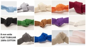 8mm Flat tape tubular cord draw string hoodies sweatshirt 22 colours 100% cotton - Picture 1 of 33
