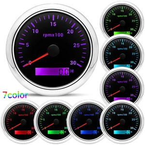 85mm Tachometer Gauge 0-3000RPM With LCD Hourmeter for Waterproof Boat Car Truck - Picture 1 of 14