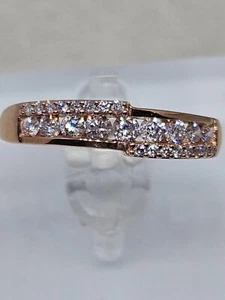 Anillo de diamantes de oro rosa de 9 quilates talla S (2,60 g) - Imagen 1 de 12
