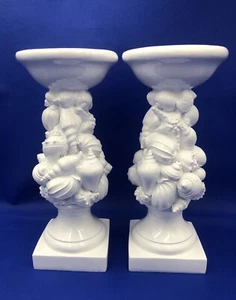 Two's Company White Seashell Pillar Candle Holders 1.5" (Set of 2) - Picture 1 of 9