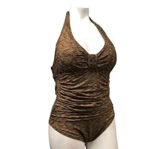 Anne Cole Brown with Gold One Piece Mokini - Picture 1 of 7