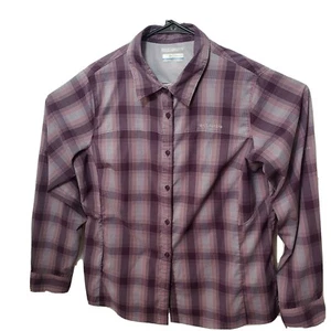 Camisa de pesca Columbia para hombre talla XL púrpura manga larga ventilada omni-sombra a cuadros  - Imagen 1 de 9