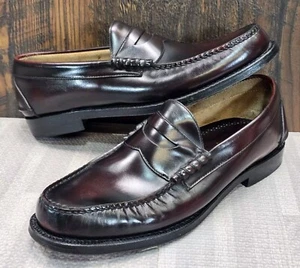 Vintage Johnston & Murphy Aristocraft Burgundy Ski Moc Penny Loafers Men's 11 - Picture 1 of 16