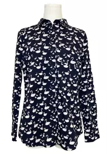 Blusa BANANA REPUBLIC Navy Swan vestibilità classica manica lunga con bottoni TG M - Foto 1 di 13
