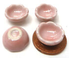 4 Pink Ceramic Bowls 1.5cm Tumdee 1:12 Scale Dolls House Miniature Accessory P14