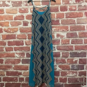 Bisou Bisou Dress Womens Size 4 Turquoise Blue Multicolor Abstract Sleeveless - Picture 1 of 8