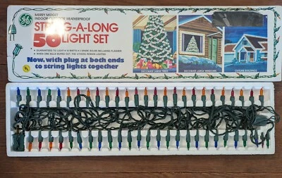 New Vintage GE Merry Midget String A Long 50 Light Set Christmas Multi Color  - Image 1 of 4