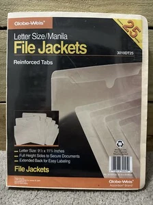 Globe-Weis Letter Size/Manila File Jackets 25 Count Reinforced Tabs New Sealed - Picture 1 of 3
