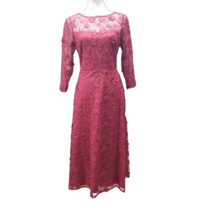 Adrianna Papell Size 6 Women's Sequin Embroidery Flared Midi Q16 - Picture 1 of 9