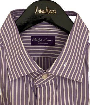 NUEVA CAMISA DE VESTIR RALPH LAUREN ETIQUETA PÚRPURA PUÑO BARRIL CUELLO ASTON 17.5 ~ $450 Foto 1 de 4