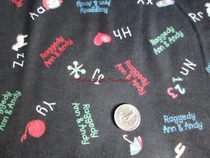 Raggedy Ann and Andy ABC Toys Black Chalkboard Quilt Fabric Daisy Kingdom f905 - Picture 1 of 3