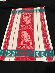 Casa Fina Christmas Santa Woven Dish Towel 100% Egyptian Cotton Red Green 29"x19 - Picture 1 of 12