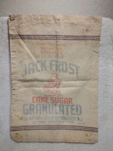 Sacchetto di zucchero granulato Jack Frost vintage sbiadito da 25 libbre. Ha bisogno di pulizia. - Foto 1 di 4