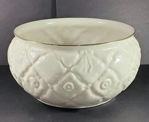 Lenox Bowl Buttons and Bows 8 Inch Ivory with Gold Trimmed Edge Made in USA - Picture 1 of 8