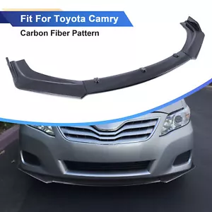 For 2007-2011 Toyota Camry 3PCS Front Bumper Lip Splitter Spoiler Carbon Fiber - Picture 1 of 10